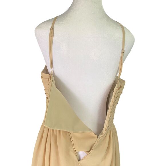 Halter Bridesmaid Backless Long Dress Evening Dress Formal Champagne Tan Size 4 - Picture 7 of 11